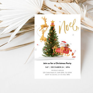 Invitación Fiesta de los Navidades Magical Santa Claus Riding