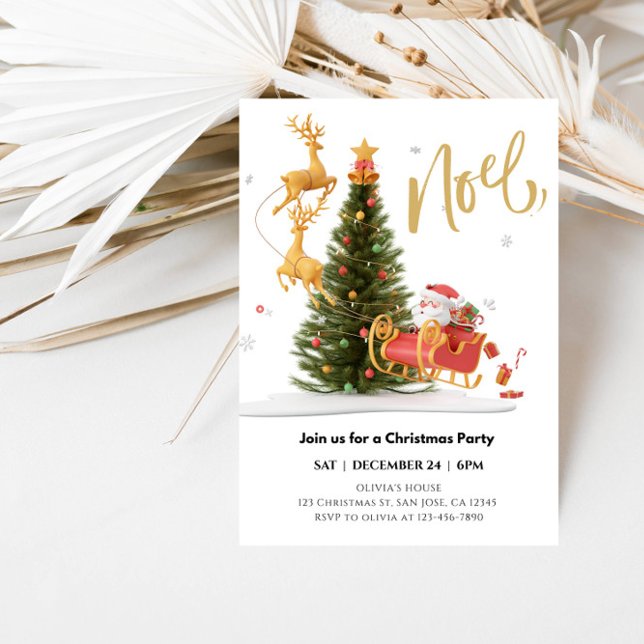 Invitación Fiesta de los Navidades Magical Santa Claus Riding (Subido por el creador)