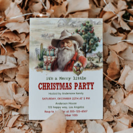 Invitación Fiesta de los Navidades Rustic Cowboy Santa