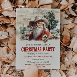Invitación Fiesta de los Navidades Rustic Cowboy Santa