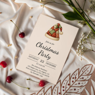 Invitación Fiesta de los Navidades Rustic Patchwork Santa Hat
