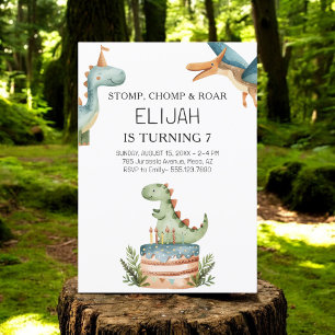 Invitación Fiesta de los niños de cumpleaños de Dinosaur
