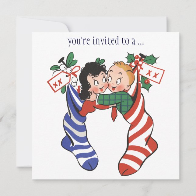 Invitación Fiesta de los niños de la época en Navidades de va (Anverso)
