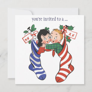 Invitación Fiesta de los niños de la época en Navidades de va