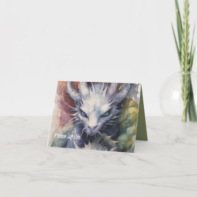 Invitación Fiesta de los ojos azules de la cabeza del dragón  (Anverso)