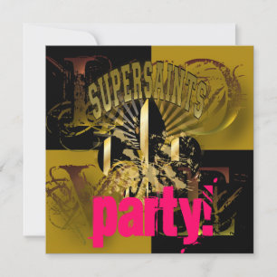 Invitación Fiesta de los supersantos, Fleur de Lis/negro + do