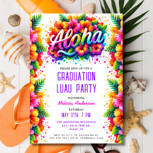 Invitación Fiesta de Luau de Graduación Aloha Tropical Divert