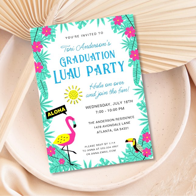 Invitación Fiesta de Luau de Graduación Tropical Hawai de Alo (Subido por el creador)
