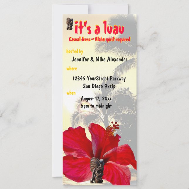Invitación Fiesta de Luau de la Palm Tree (Anverso)