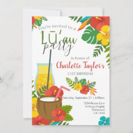 Invitación Fiesta de Luau, flor tropical