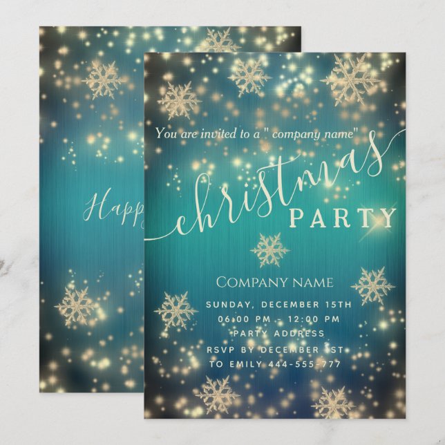 Invitación Fiesta de lujosos Navidades corporativos (Anverso / Reverso)