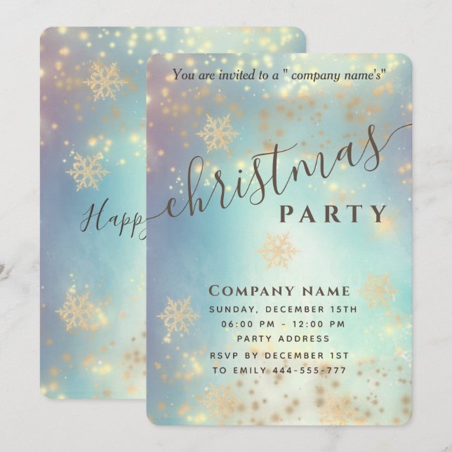 Invitación Fiesta de lujosos Navidades corporativos (Anverso / Reverso)