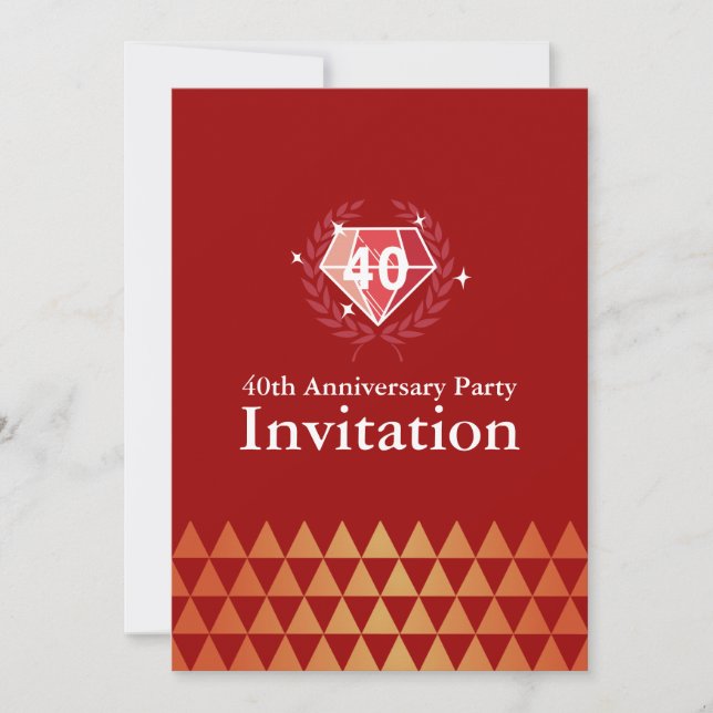 Invitación Fiesta de Luxury Ruby Gems invita a cumplir 40 año (Anverso)