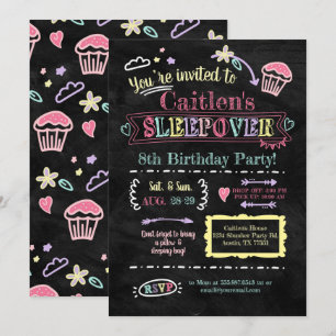 Invitación Fiesta de madera Sleepover Cumpleaños Cargo de tab