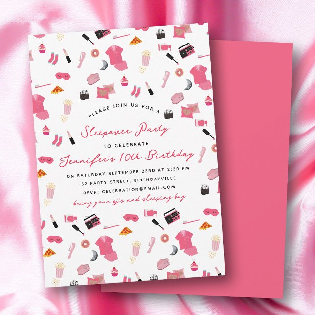 Invitación Fiesta de madera Sleepover Niños Fiesta de cumplea (Slumber Party Sleepover Kids Birthday Party Invitation)