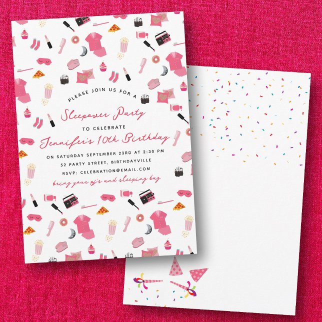 Invitación Fiesta de madera Sleepover Niños Fiesta de cumplea (Slumber Party Sleepover Kids Birthday Party Invitation)