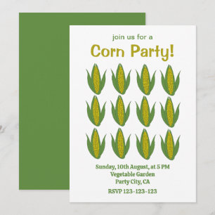 Invitación Fiesta de maíz de maíz vegetal de maíz