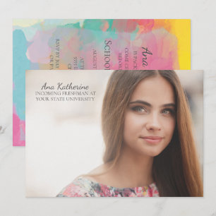 Invitación Fiesta de maleta de acuarela rosa azul amarillo