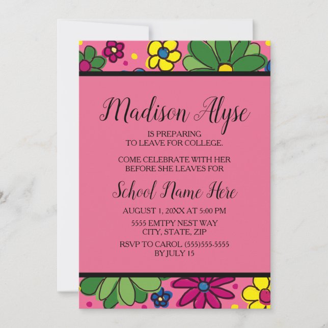 Invitación Fiesta de maletero de floral verde suave rosa amar (Anverso)