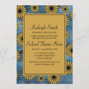 Invitación Fiesta de maletero del Blue Denim Yellow Floral Co