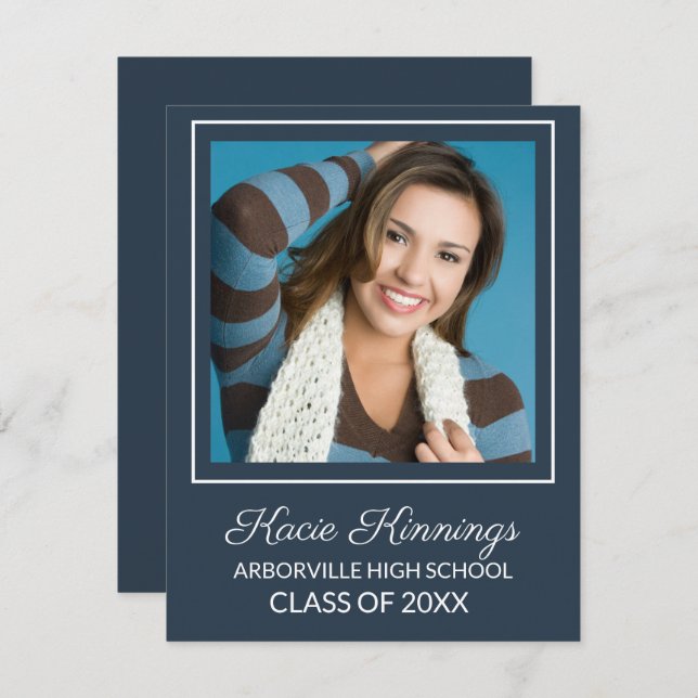 Invitación Fiesta de maletero fotográfico blanco y azul de la (Anverso / Reverso)