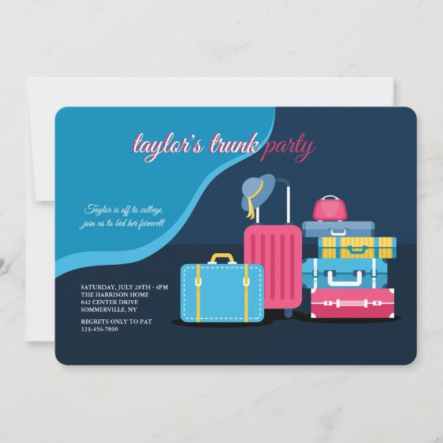 Invitación Fiesta de maletero para Chica (Anverso)