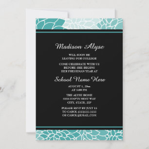 Invitación Fiesta de maletín universitario floral negro y ver