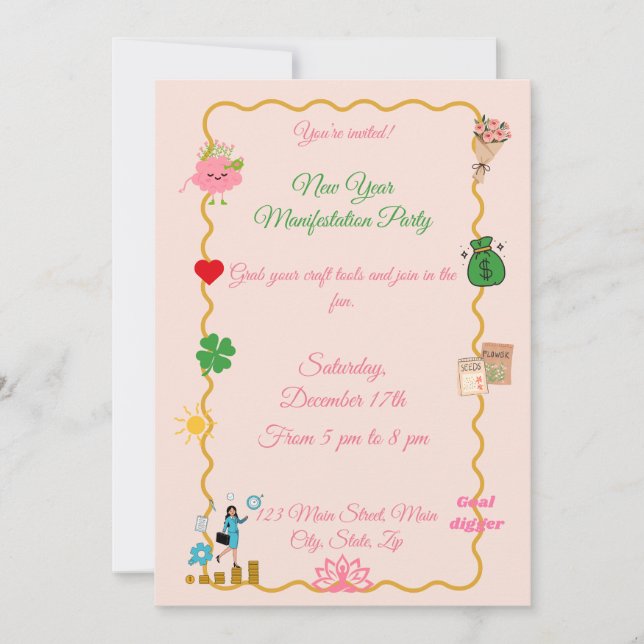 Invitación Fiesta de Manifestación Adorable (Anverso)