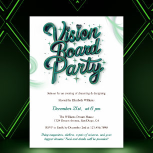 Invitación Fiesta de Manifestación de Neon Green Vision Board