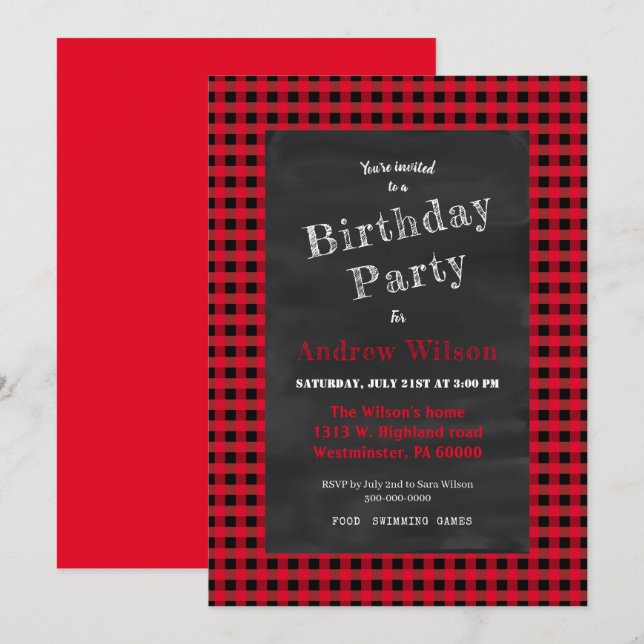 Invitación Fiesta de manto de búfalo (Anverso / Reverso)