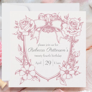 Invitación Fiesta de marco de arco de color rosa rosado