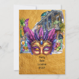 Invitación Fiesta de Mardi Gras en Louisiana