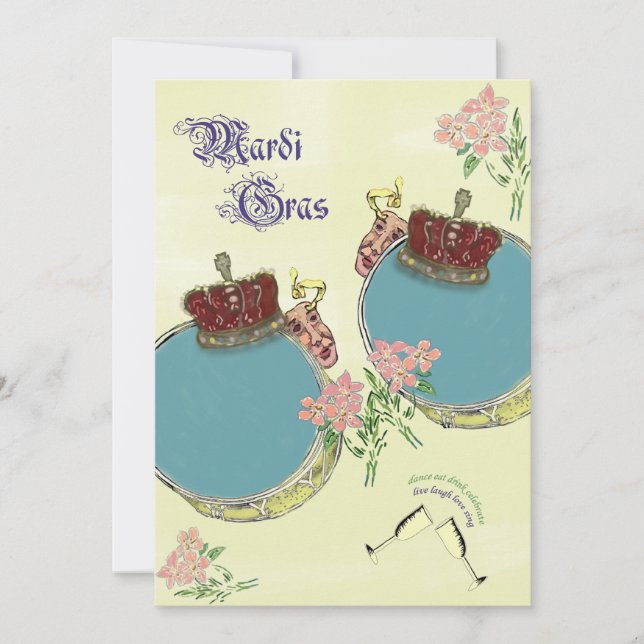 Invitación Fiesta de Mardi Gras inspirado en la cosecha (Anverso)