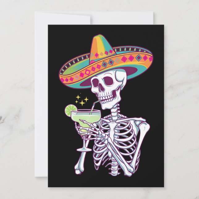 Invitación Fiesta de Margarita del Cinco De Mayo del Esquelet (Anverso)