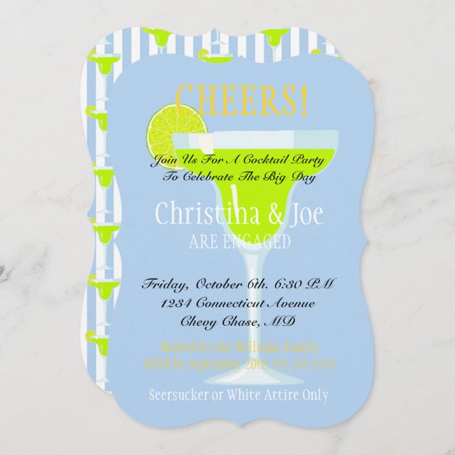 Invitación Fiesta de Margarita y Lima para Novia, Cóctel de F (Anverso / Reverso)