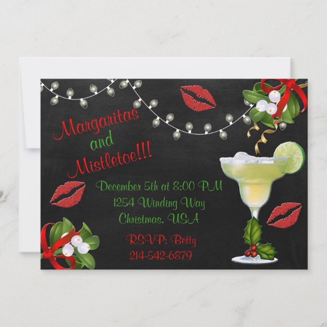 Invitación Fiesta de Margaritas y Mistletoe Lights (Anverso)