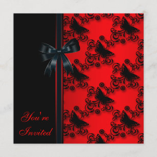 Invitación Fiesta de mariposa negra roja