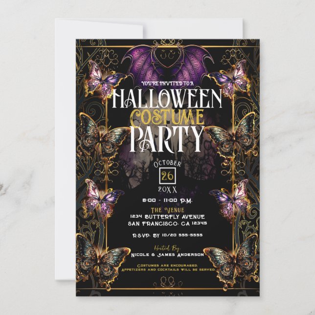 Invitación Fiesta de mariposa y mariposa de cuento de hadas g (Anverso)