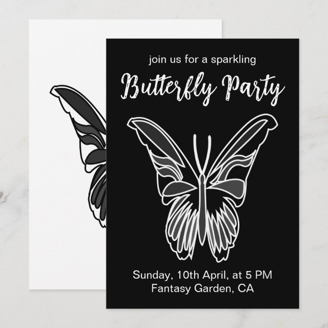 Invitación Fiesta de Mariposas Lunares (Anverso / Reverso)