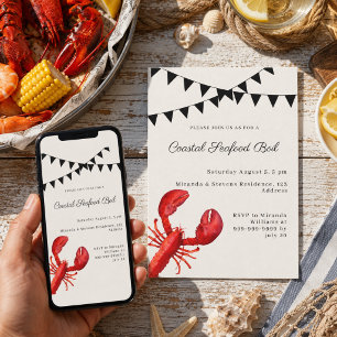 Invitación Fiesta de mariscos costeros en la arena