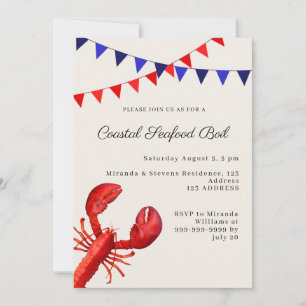 Invitación Fiesta de mariscos costeros en la arena