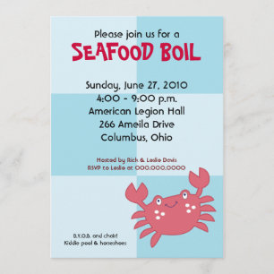 Invitación Fiesta de mariscos CRAB BOIL 5x7 Cumpleaños Baby S
