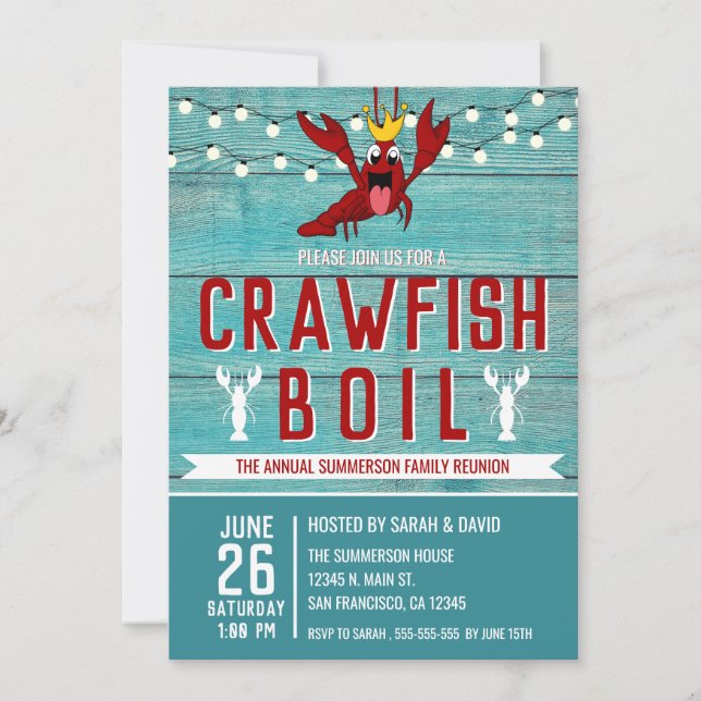 Invitación Fiesta de mariscos de mariscos de la familia Crawf (Anverso)