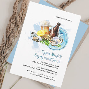 Invitación Fiesta de mariscos de ostras para el compromiso de