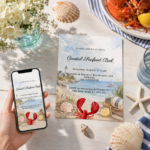 Invitación Fiesta de mariscos hervidos en la costa