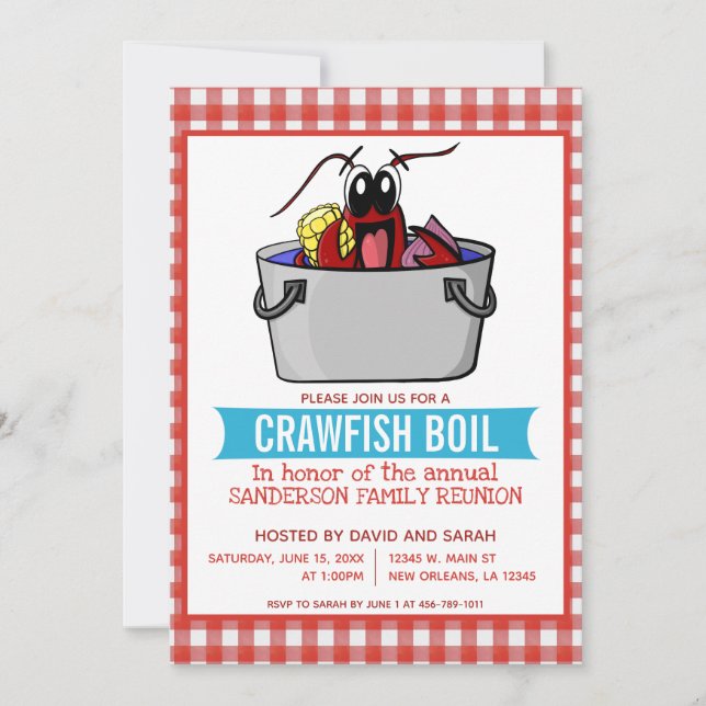Invitación Fiesta de mariscos Reunión Familiar Hervido de can (Anverso)