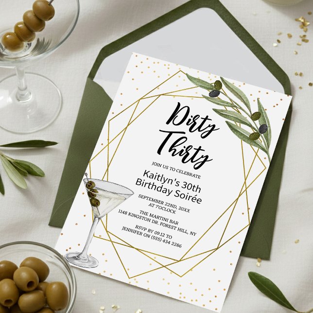 Invitación Fiesta de Martini "Dirty Thirty" Cumpleaños 30 (Subido por el creador)