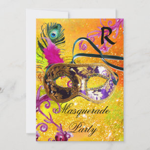 INVITACIÓN FIESTA DE MÁSCARA DE MÁSCARA DE MÁSCARA DE DAMASK