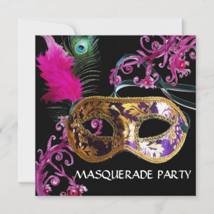 INVITACIÓN FIESTA DE MÁSCARA DE MÁSCARA DE MÁSCARA DE ORO