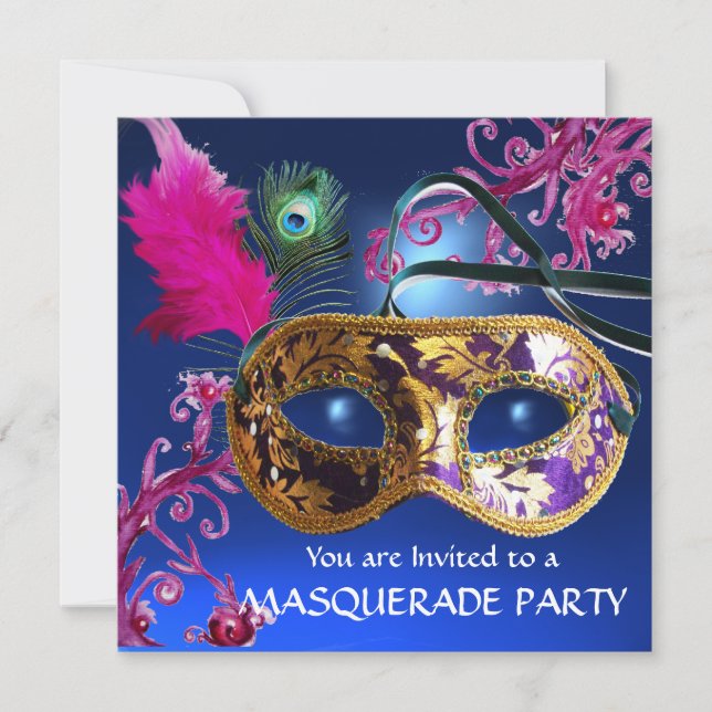 INVITACIÓN FIESTA DE MÁSCARA DE MÁSCARA DE MÁSCARA DE ORO (Anverso)